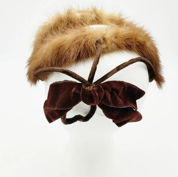 Vintage Hat | Brown Fur Fascinator With Bow